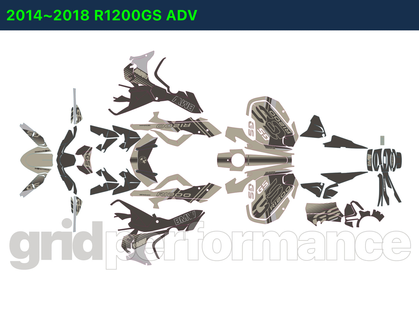 R1250GS R1200GS ADV Adventure Graphic Full Decal Vinyl Kit (7-2)