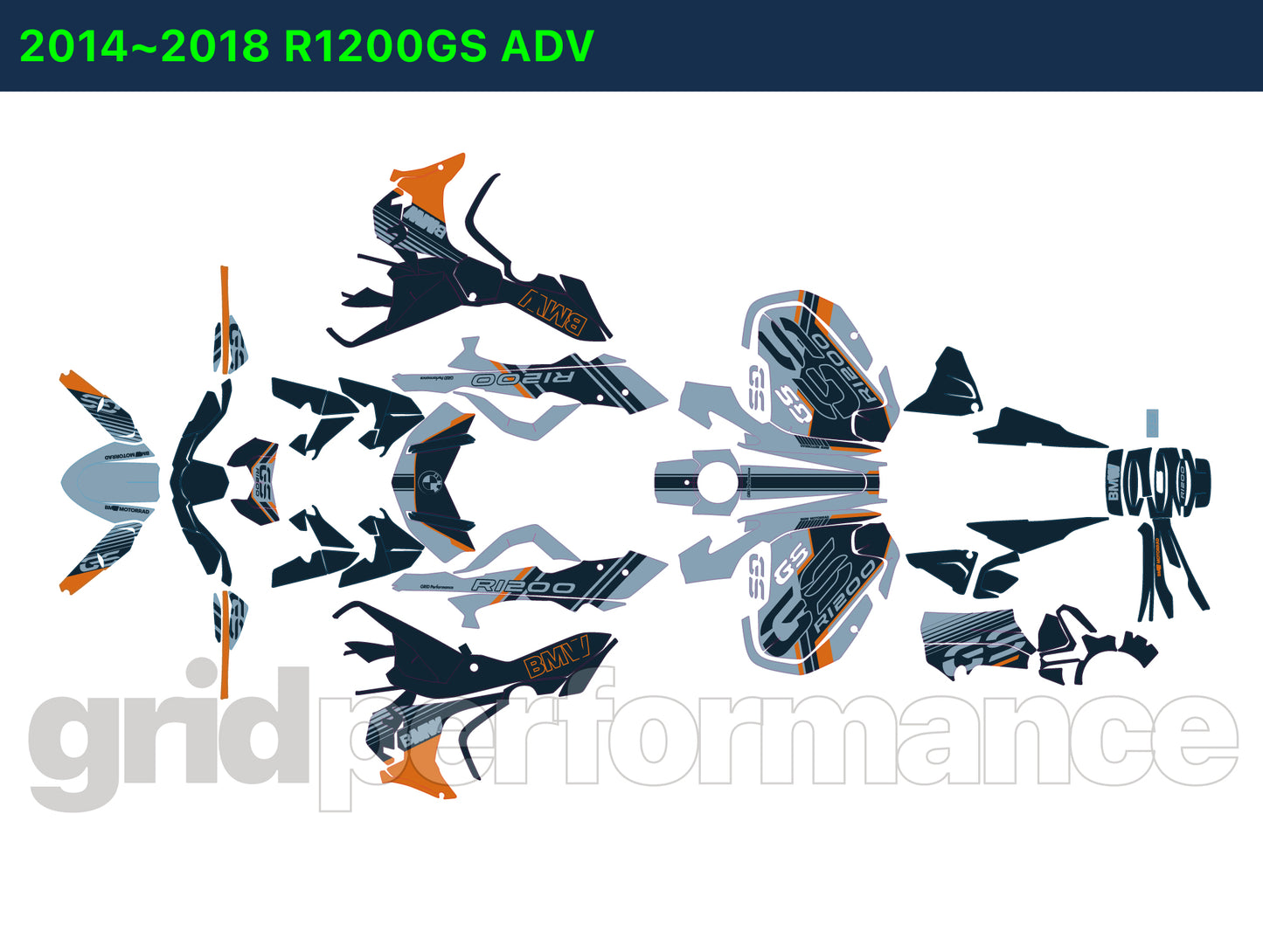R1250GS R1200GS ADV Adventure Graphic Full Decal Vinyl Kit (7-4)
