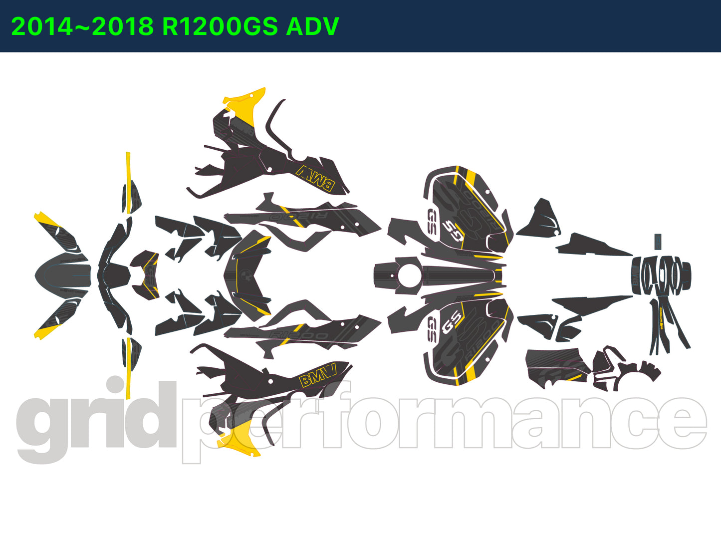 R1250GS R1200GS ADV Adventure Graphic Full Decal Vinyl Kit (7-6)