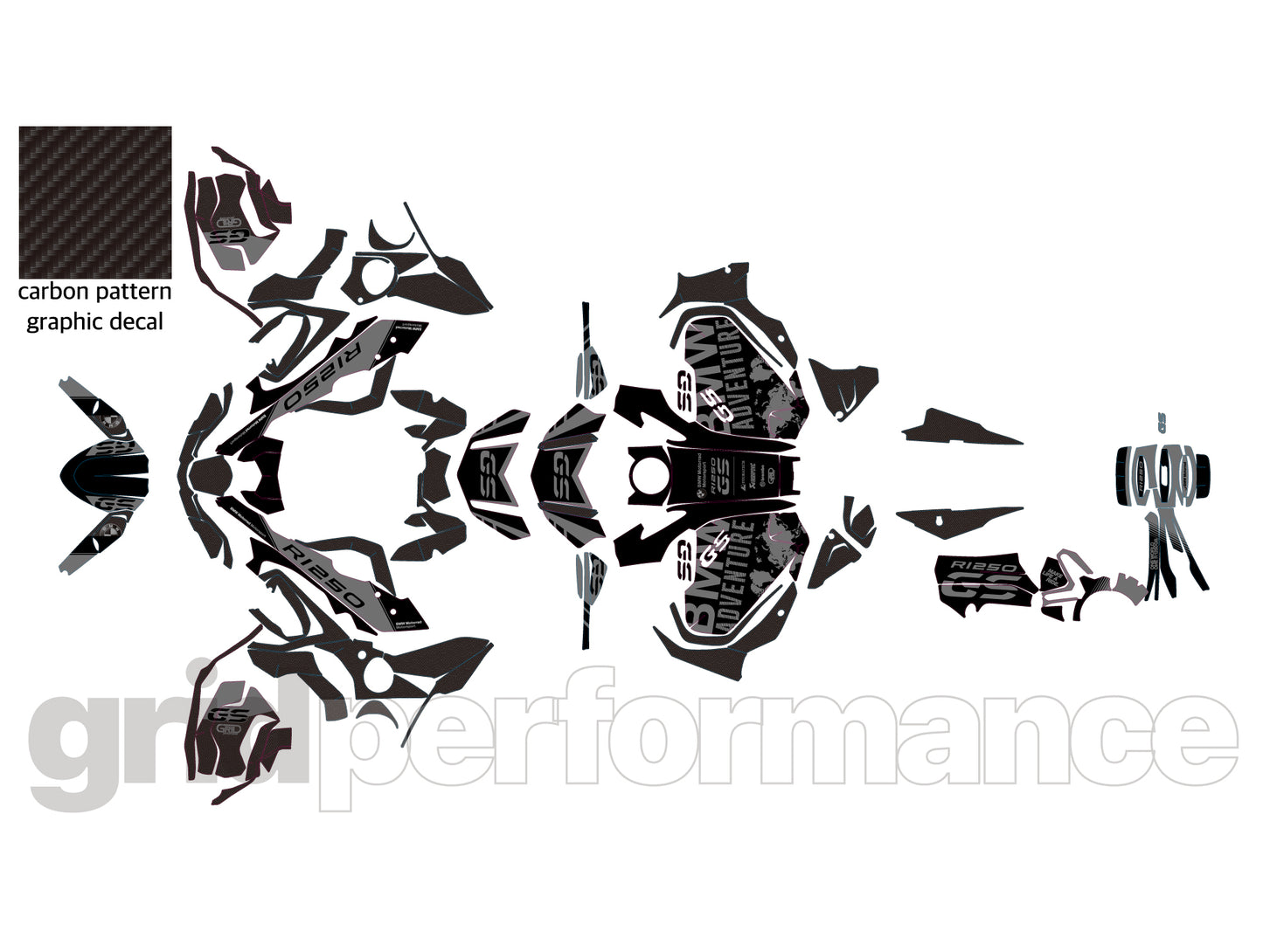 R1250GS R1200GS ADV Adventure Graphic Full Decal Vinyl Kit (8-1)