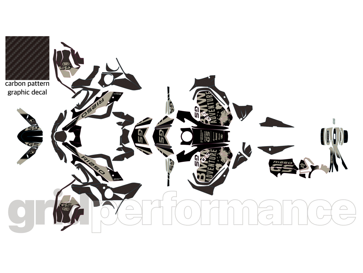 R1250GS R1200GS ADV Adventure Graphic Full Decal Vinyl Kit (8-4)