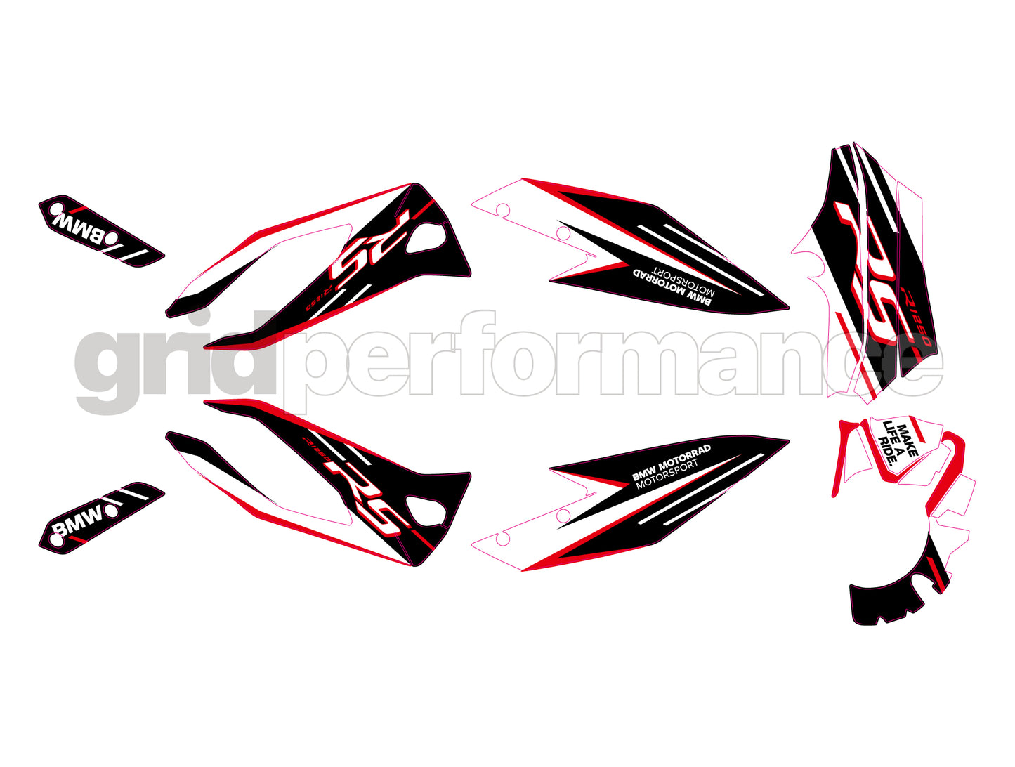 BMW R1250RS Graphic Decal Sticker Kit (1-1.RWB)