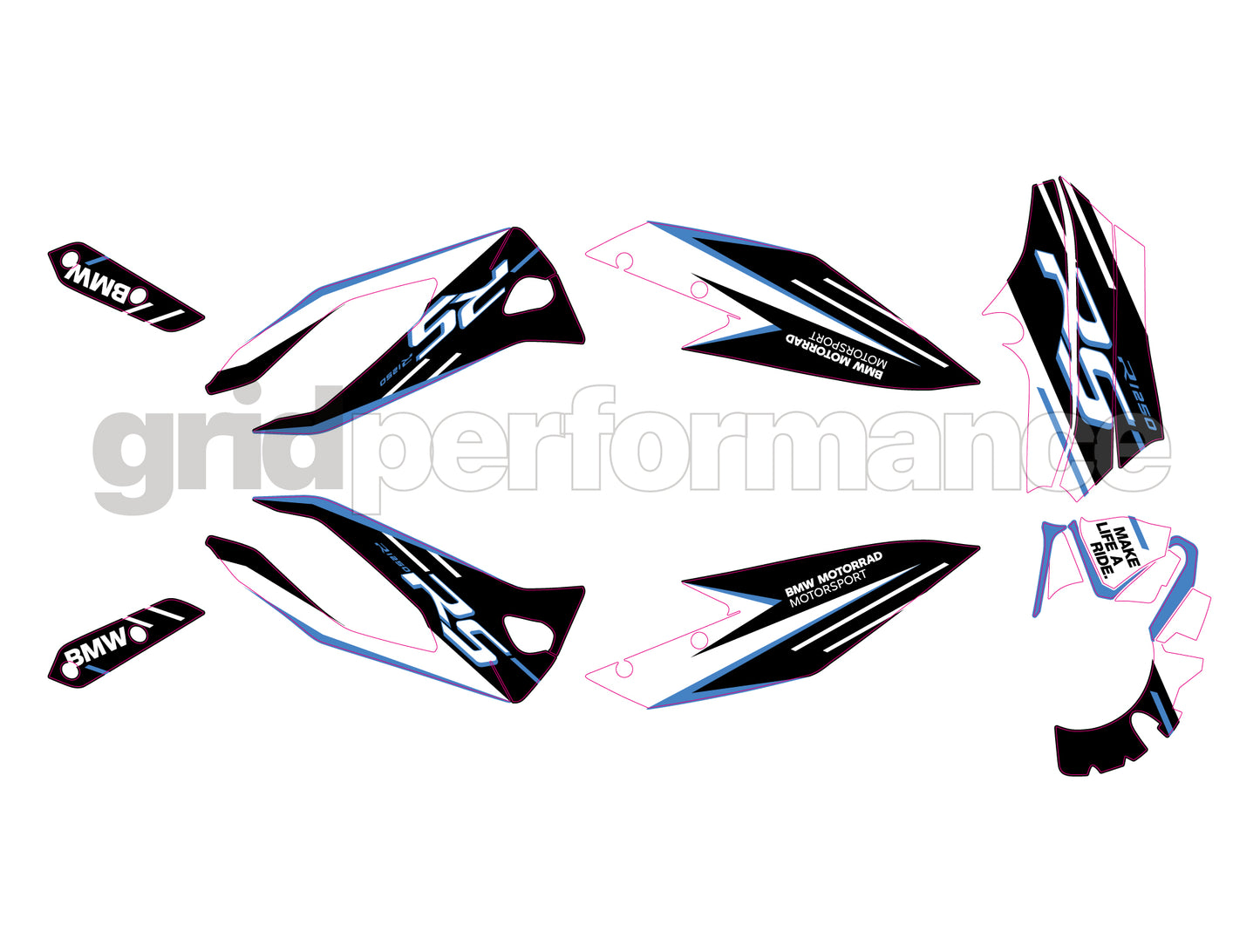 BMW R1250RS Graphic Decal Sticker Kit (1-2.BWB)