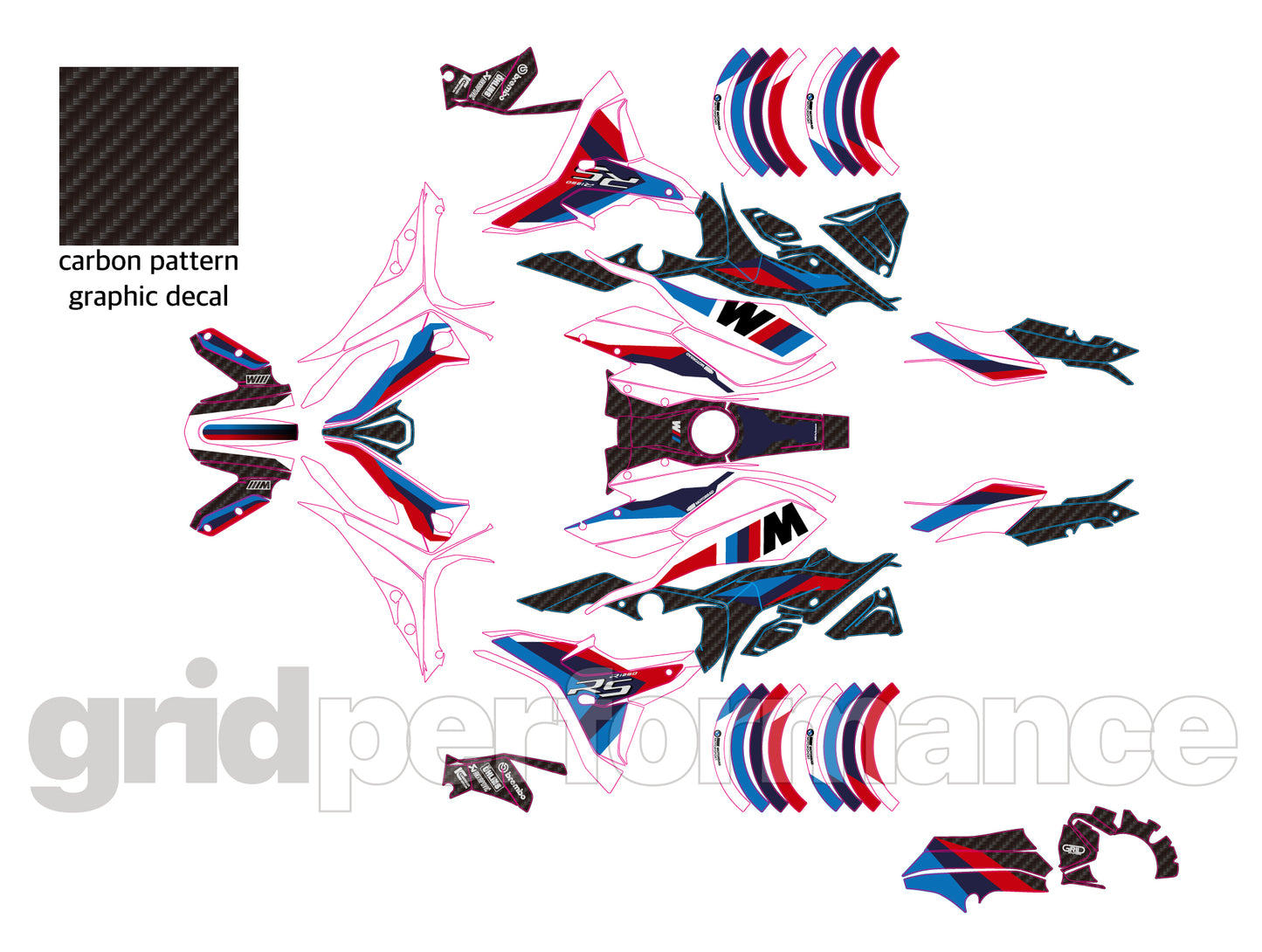 BMW R1250RS Full Graphic Vinyl Decal Kit (1-2.M)