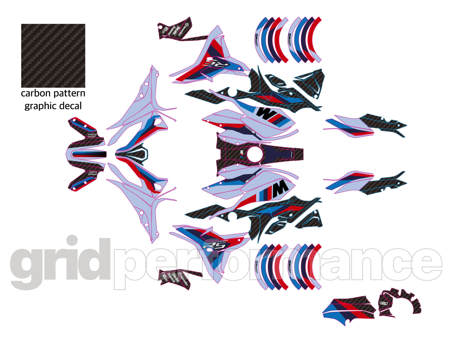 BMW R1250RS Full Graphic Vinyl Decal Kit (1-3.M)