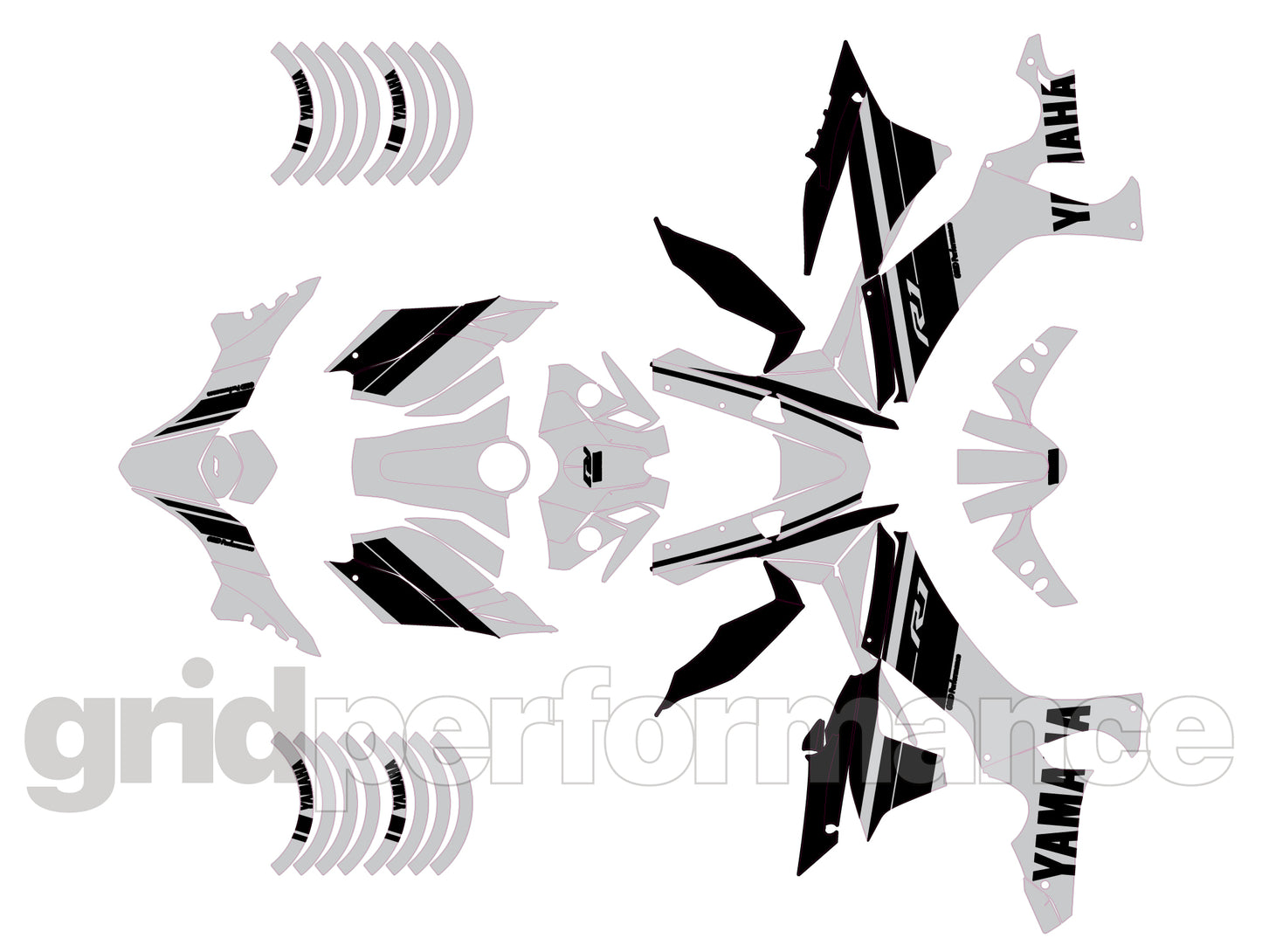 YAMAHA YZF-R1 Full Graphic Vinyl Decal Kit (1-4)