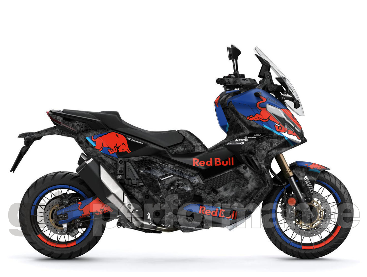 HONDA X-ADV 750 Graphic Full Decal Sticker Kit (1-2.Red B Forged carbon)