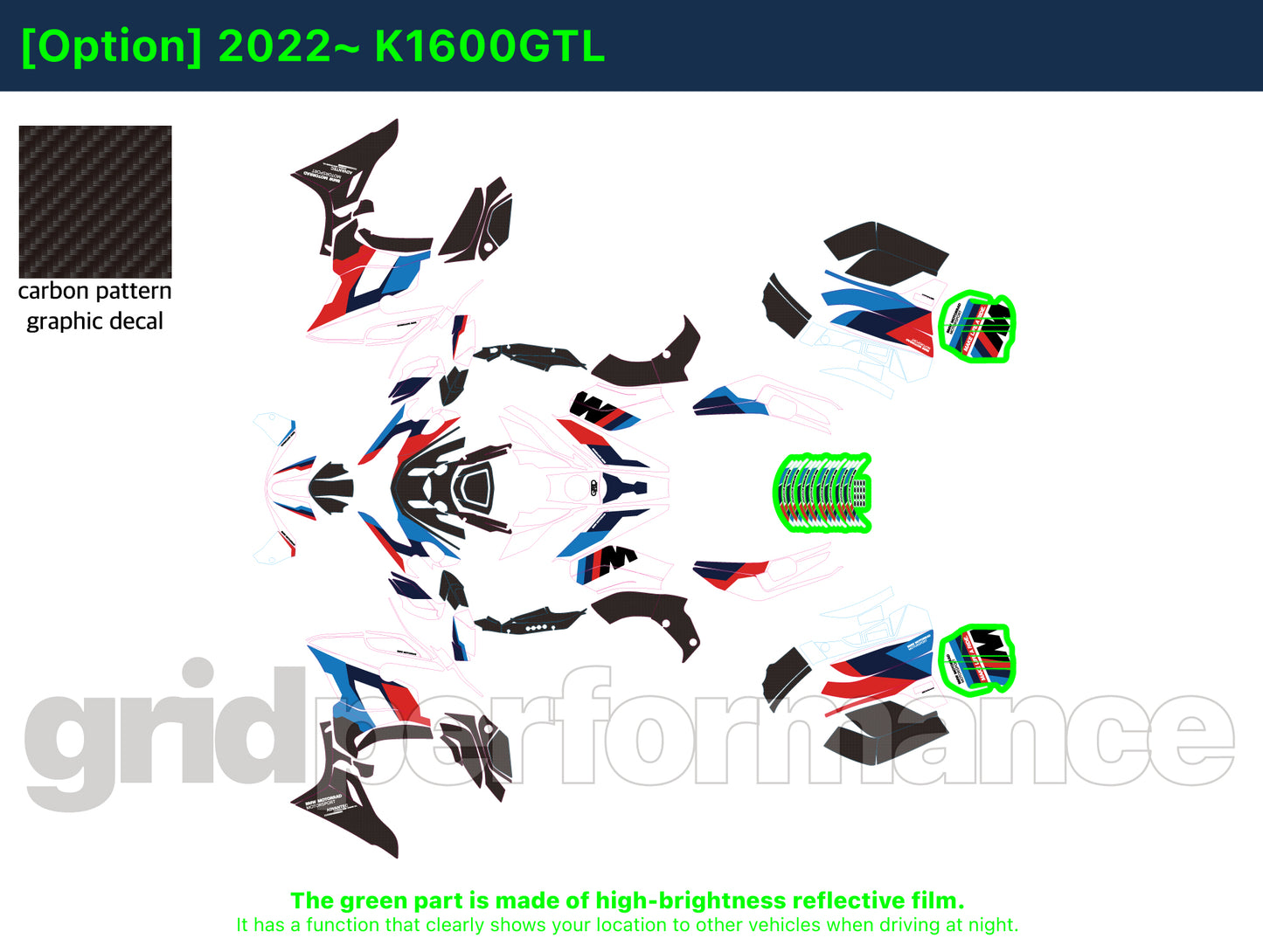 Motorcycle Fairing Decal Kit  For 2022~ BMW K1600GTL, K1600GT Type (1-2.MM)