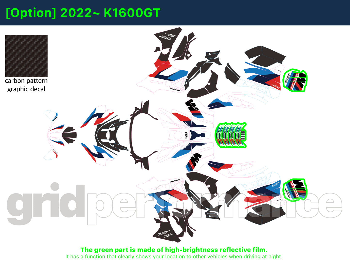 Motorcycle Fairing Decal Kit  For 2022~ BMW K1600GTL, K1600GT Type (1-2.MM)