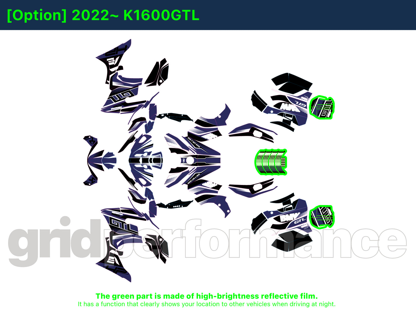BMW K1600GTL, K1600GT Graphic Full Decal Kit (2-4)