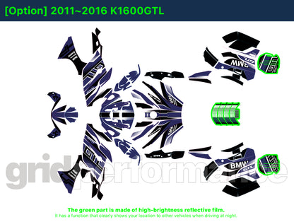BMW K1600GTL, K1600GT Graphic Full Decal Kit (2-4)