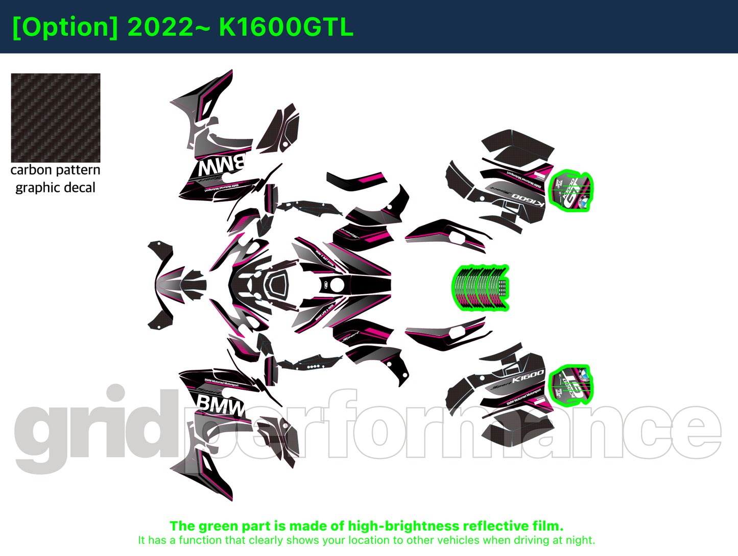 BMW K1600GTL, K1600GT Graphic Full Decal Kit (3-4)