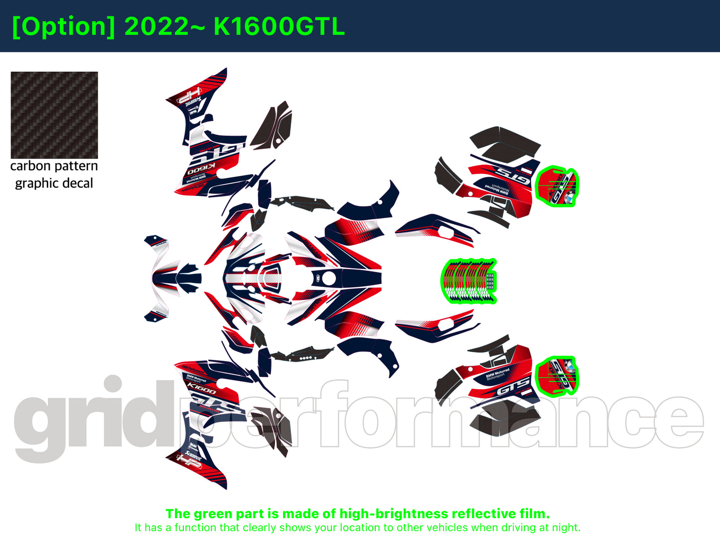 BMW K1600GTL, K1600GT Graphic Full Decal Kit (4-2)