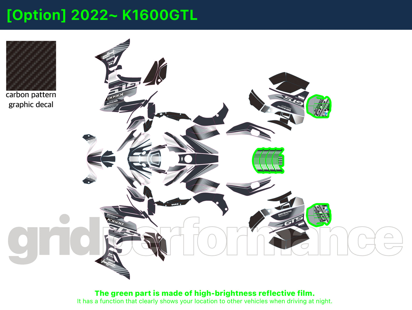 BMW K1600GTL, K1600GT Graphic Full Decal Kit (4-5)