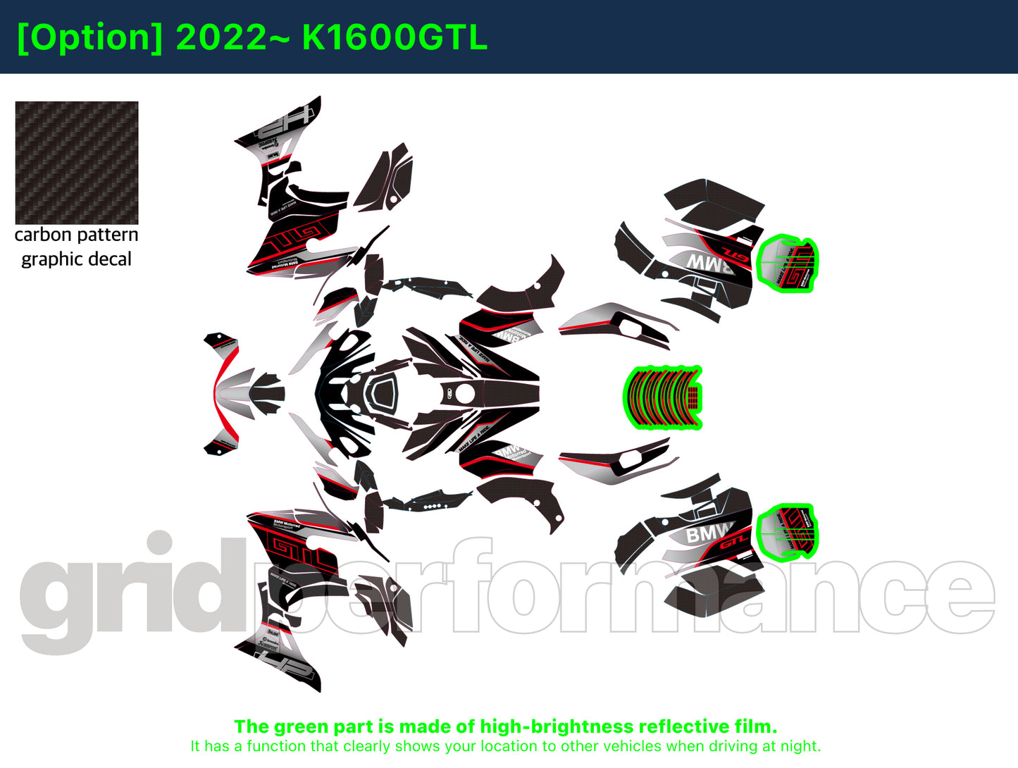 BMW K1600GTL, K1600GT Graphic Full Decal Kit (5-1)