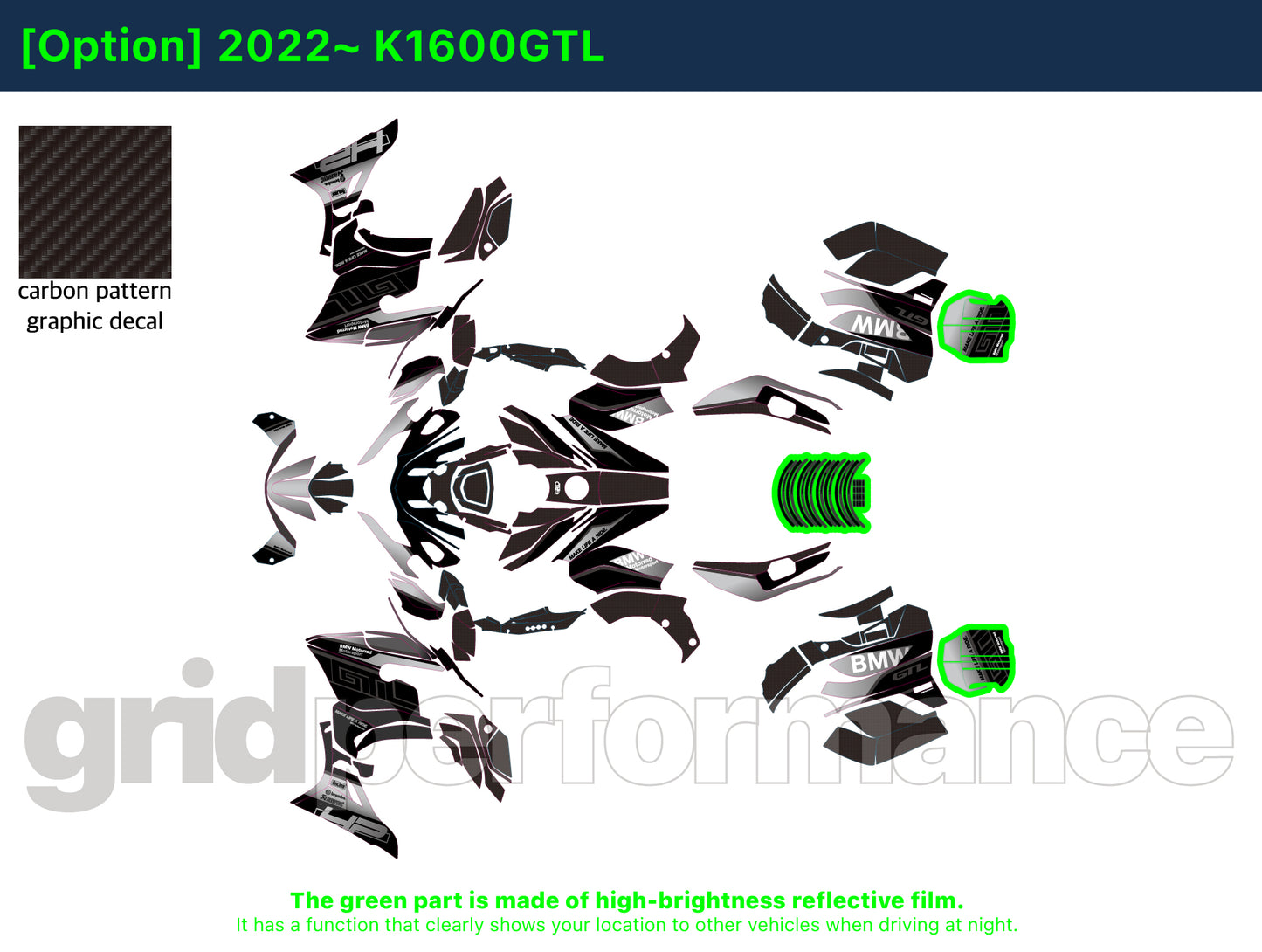 BMW K1600GTL, K1600GT Graphic Full Decal Kit (5-3)
