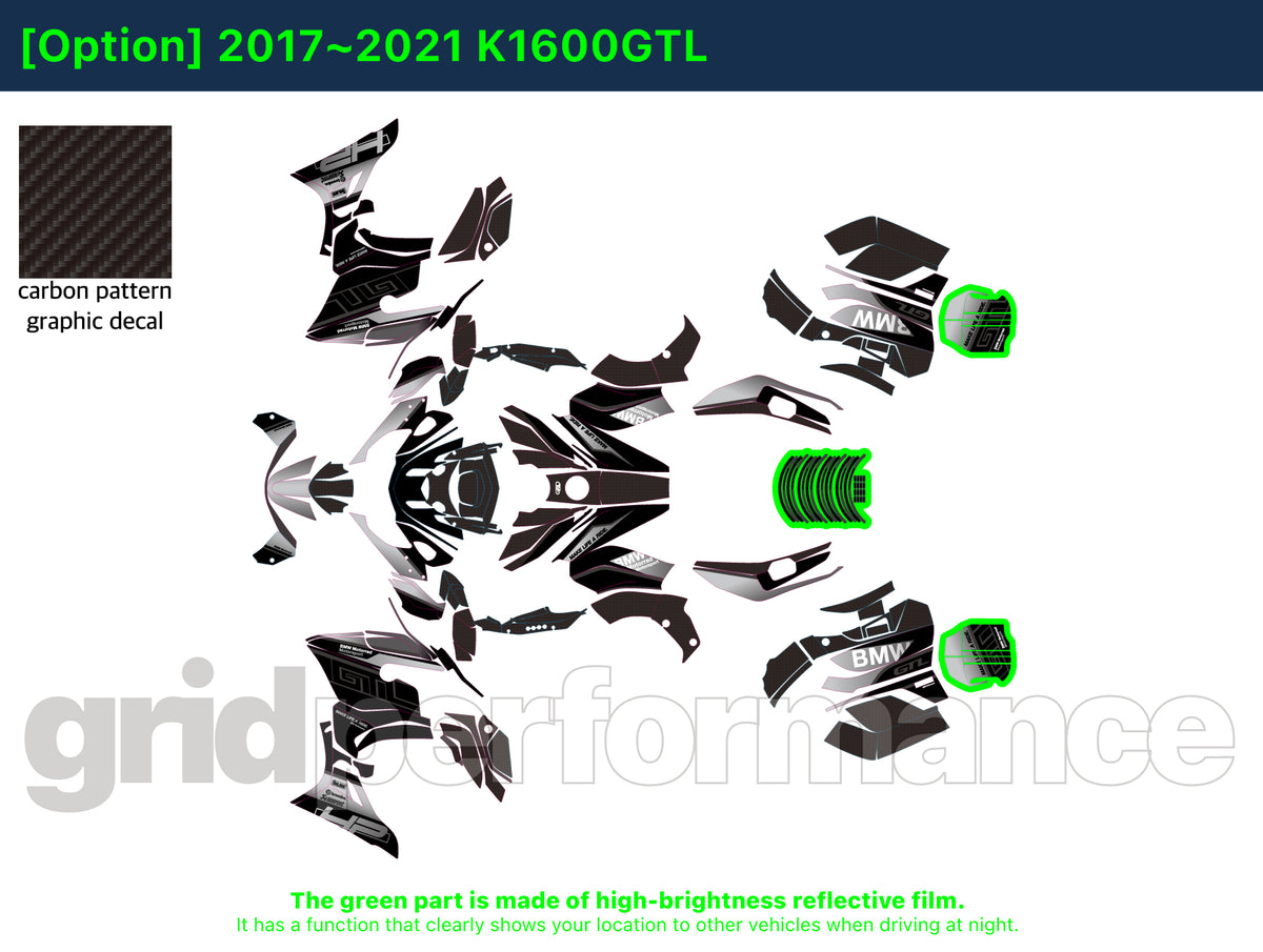 BMW K1600GTL, K1600GT Graphic Full Decal Kit (5-3)