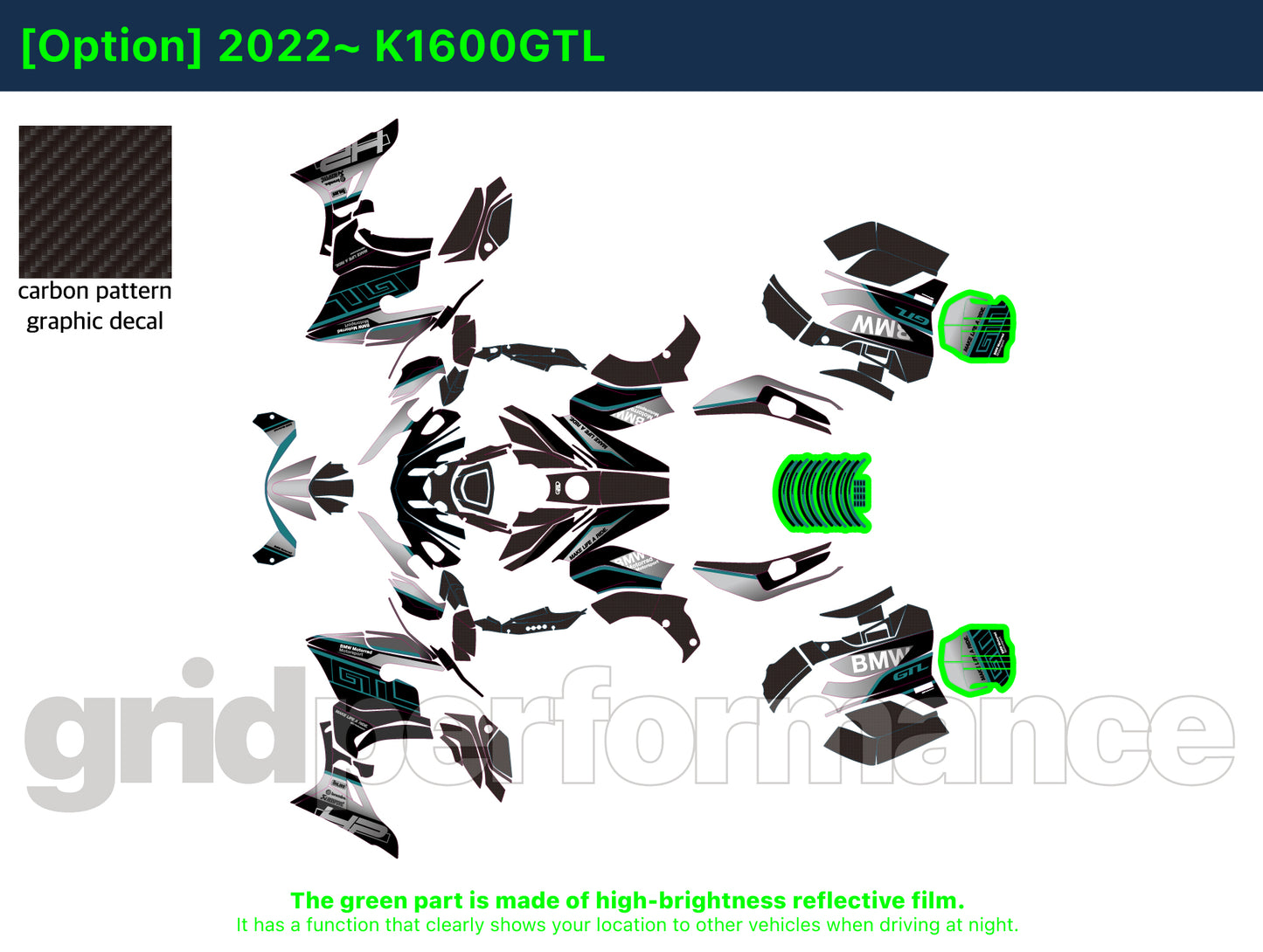 BMW K1600GTL, K1600GT Graphic Full Decal Kit (5-4)