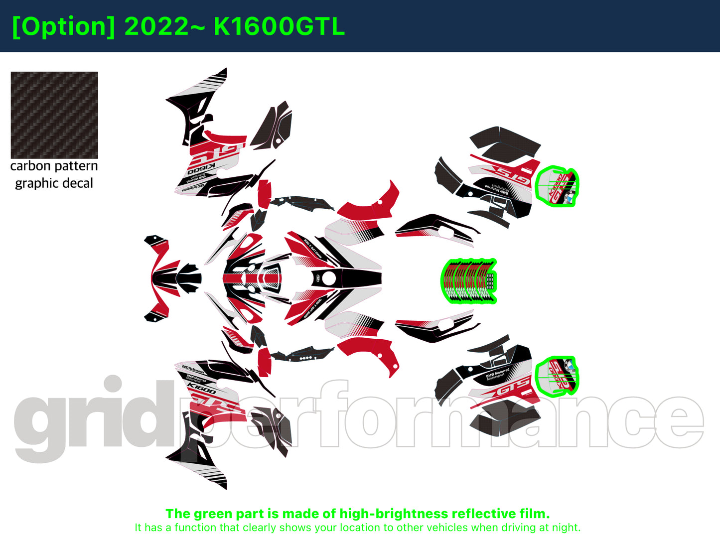 BMW K1600GTL, K1600GT Graphic Full Decal Kit (6-2.GTS)