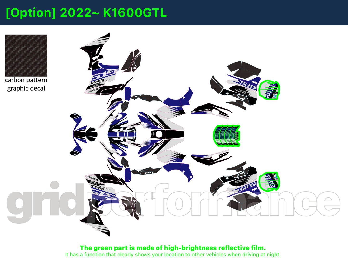 BMW K1600GTL, K1600GT Graphic Full Decal Kit (6-3.GTS)