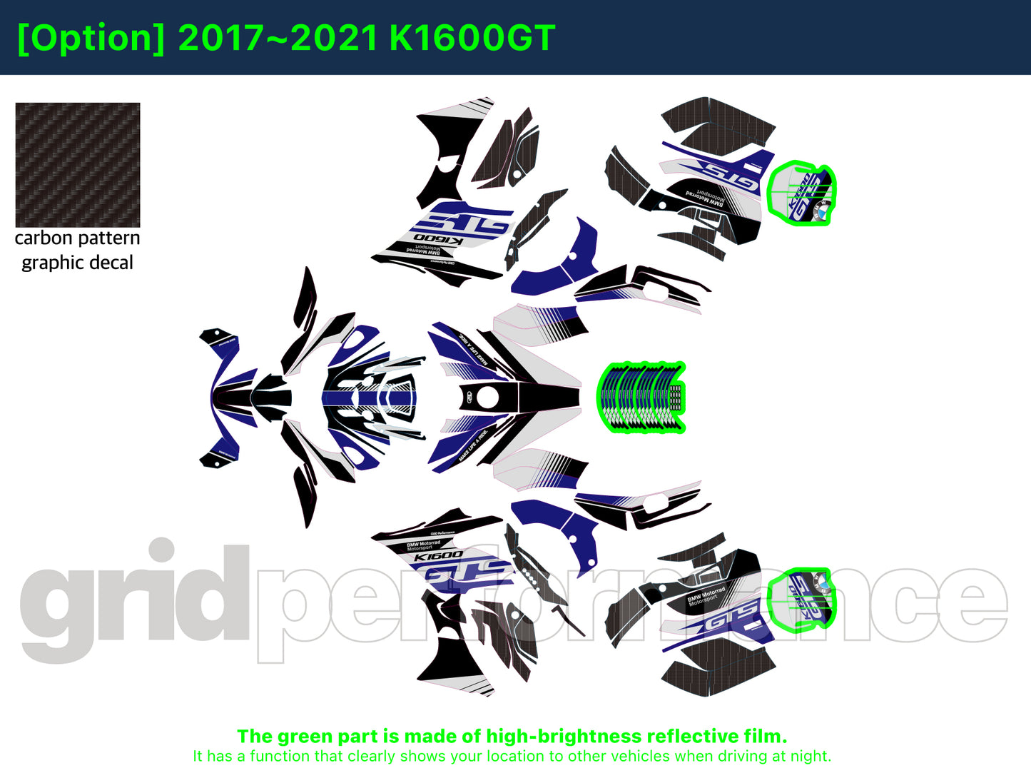 BMW K1600GTL, K1600GT Graphic Full Decal Kit (6-3.GTS)