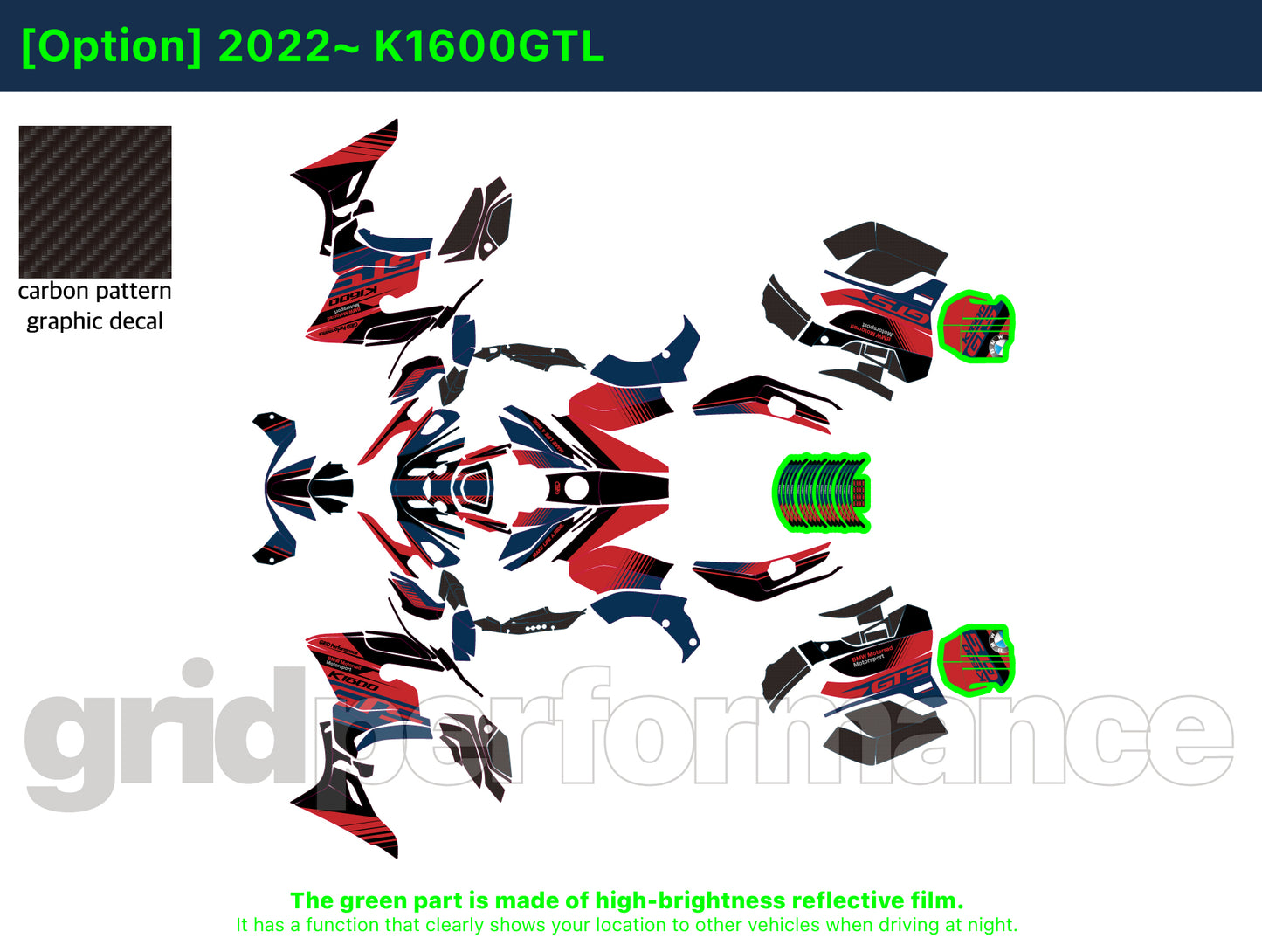 BMW K1600GTL, K1600GT Graphic Full Decal Kit (6-4.GTS)
