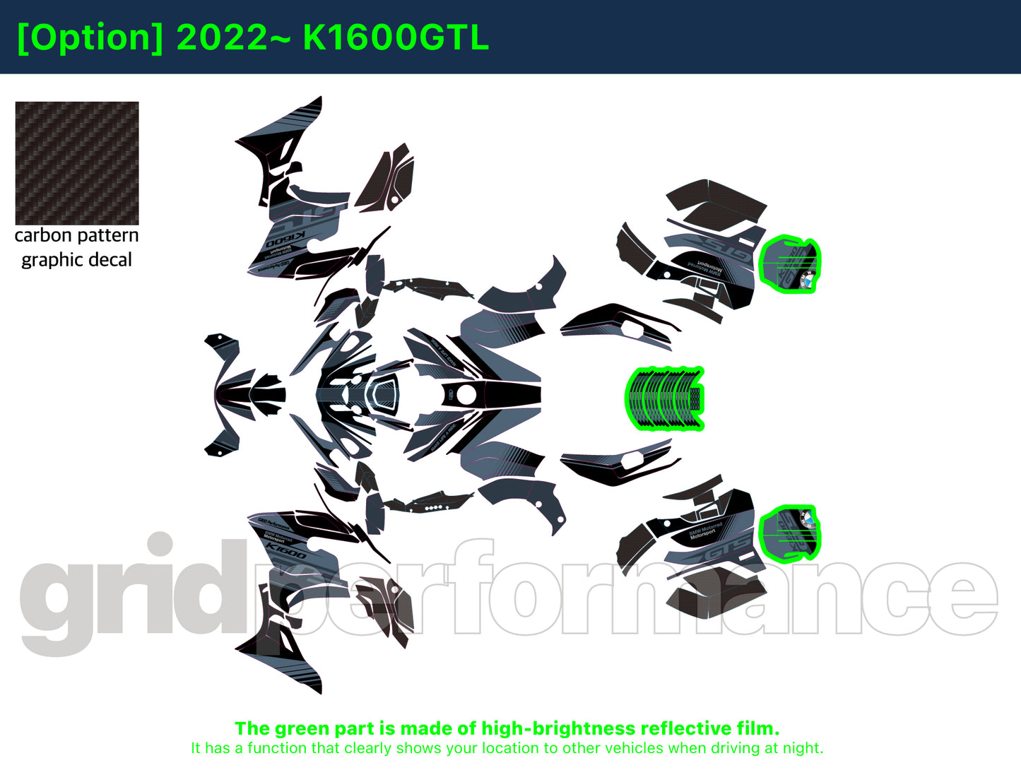 BMW K1600GTL, K1600GT Graphic Full Decal Kit (6-6.GTS)