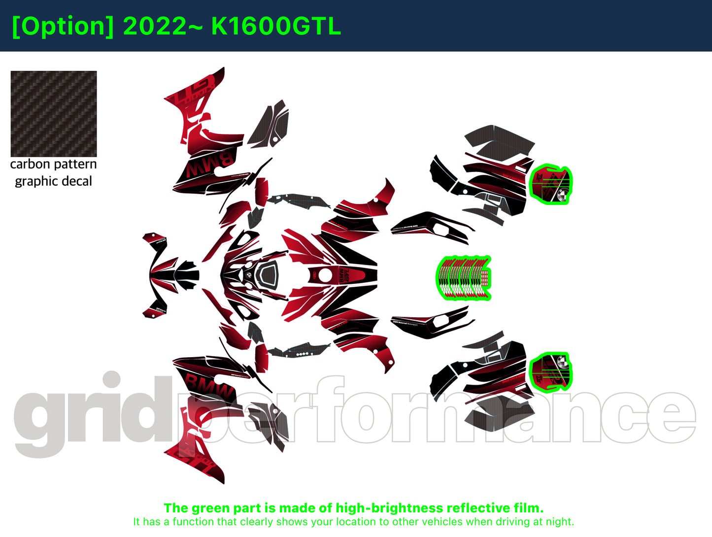 BMW K1600GTL, K1600GT Graphic Full Decal Kit (7-2)