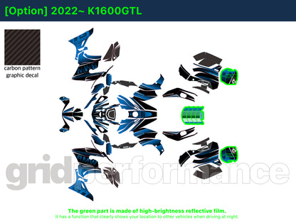 BMW K1600GTL, K1600GT Graphic Full Decal Kit (7-3)