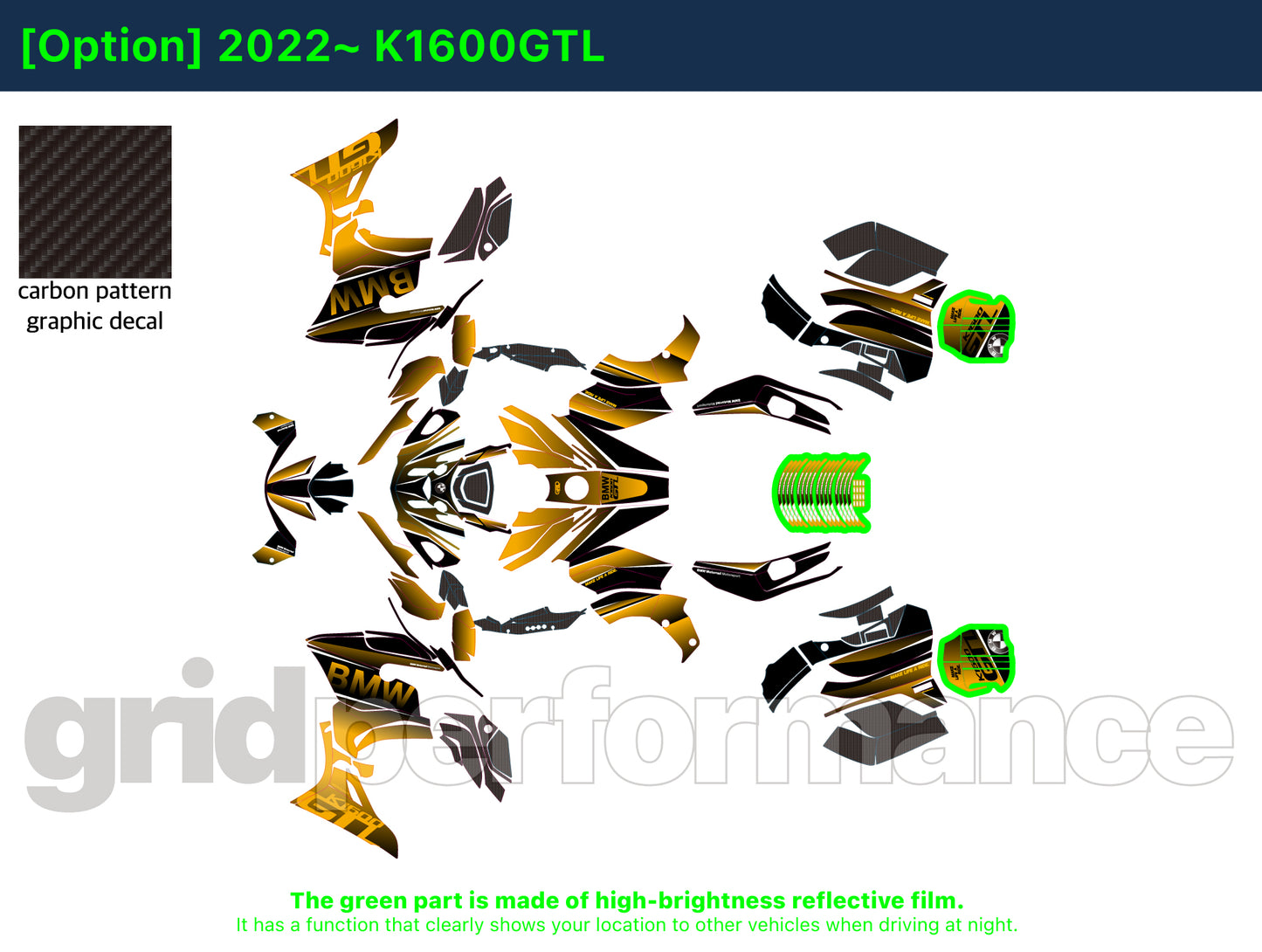 BMW K1600GTL, K1600GT Graphic Full Decal Kit (7-4)
