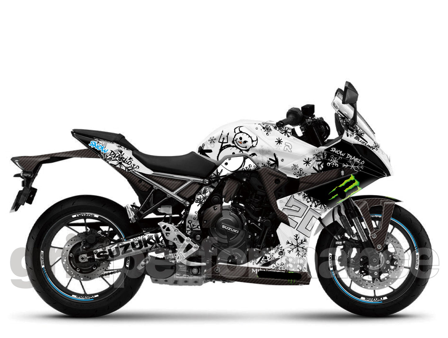 SUZUKI GSX-8R Full Graphic Vinyl Decal Kit (2-1.RPHA 1 CARBON SNOW DIA)