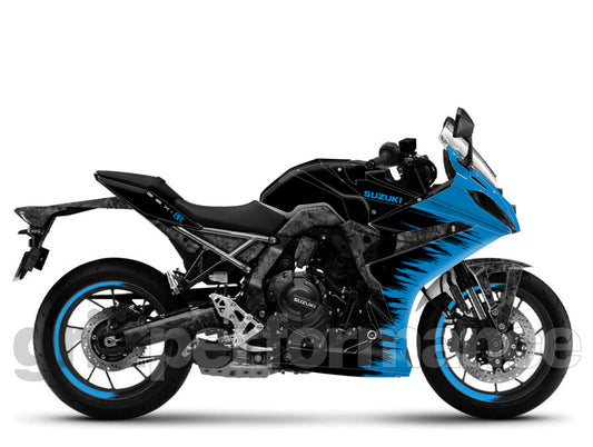 SUZUKI GSX-8R Full Graphic Vinyl Decal Kit (3-1.Forged Carbon & Blue)