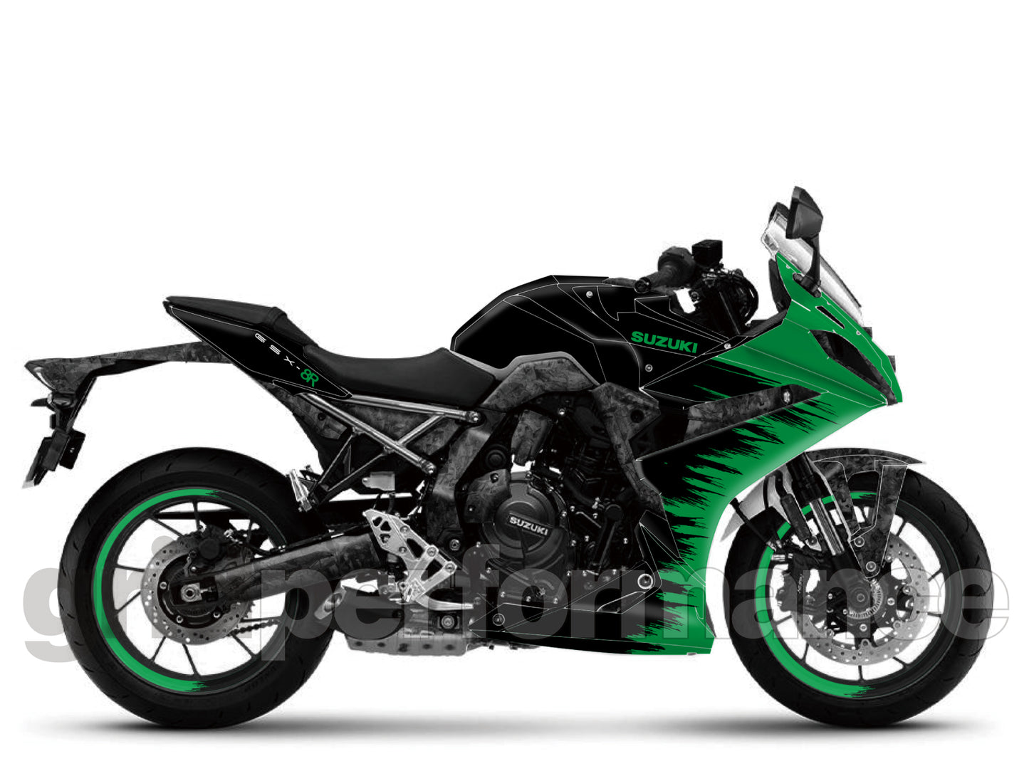 SUZUKI GSX-8R Full Graphic Vinyl Decal Kit (3-3.Forged Carbon & Green)