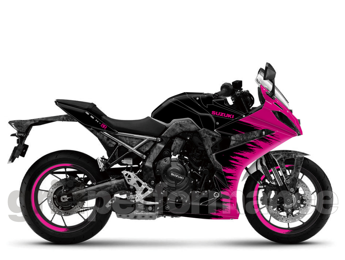 SUZUKI GSX-8R Full Graphic Vinyl Decal Kit (3-5.Forged Carbon & Pink)