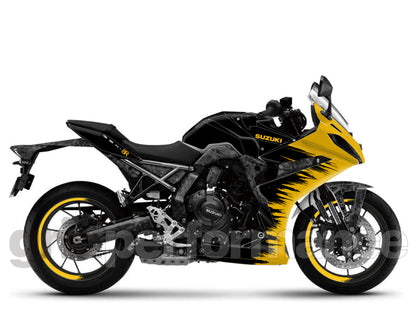 SUZUKI GSX-8R Full Graphic Vinyl Decal Kit (3-6.Forged Carbon & Yellow)