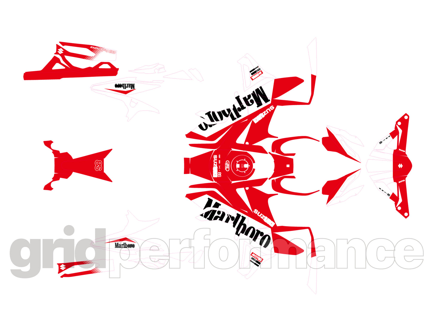 SUZUKI GSX-8S Custom Vinyl Graphic Full Decal Kit (10-1.Marlb)