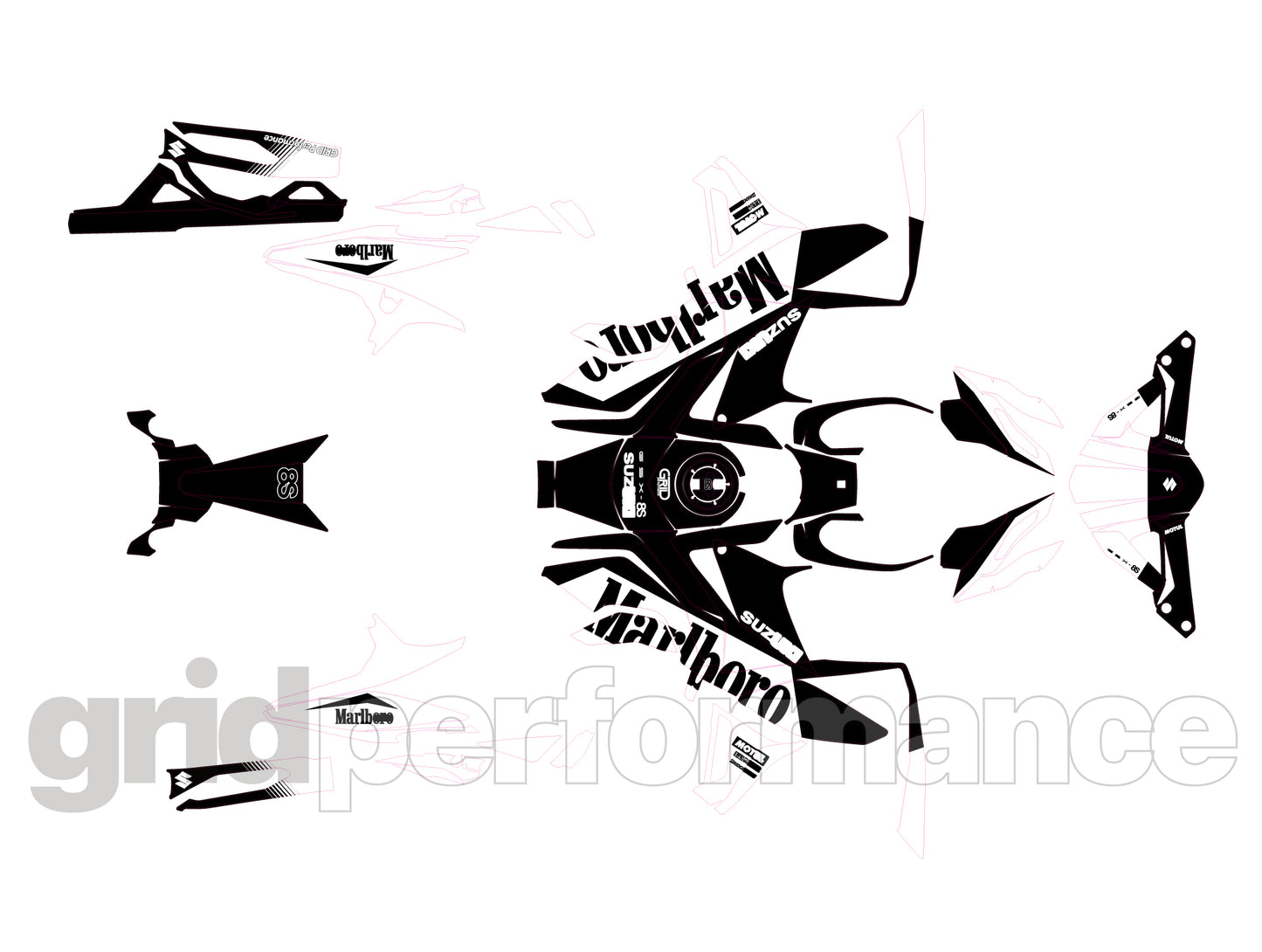 SUZUKI GSX-8S Custom Vinyl Graphic Full Decal Kit (10-2.Marlb)
