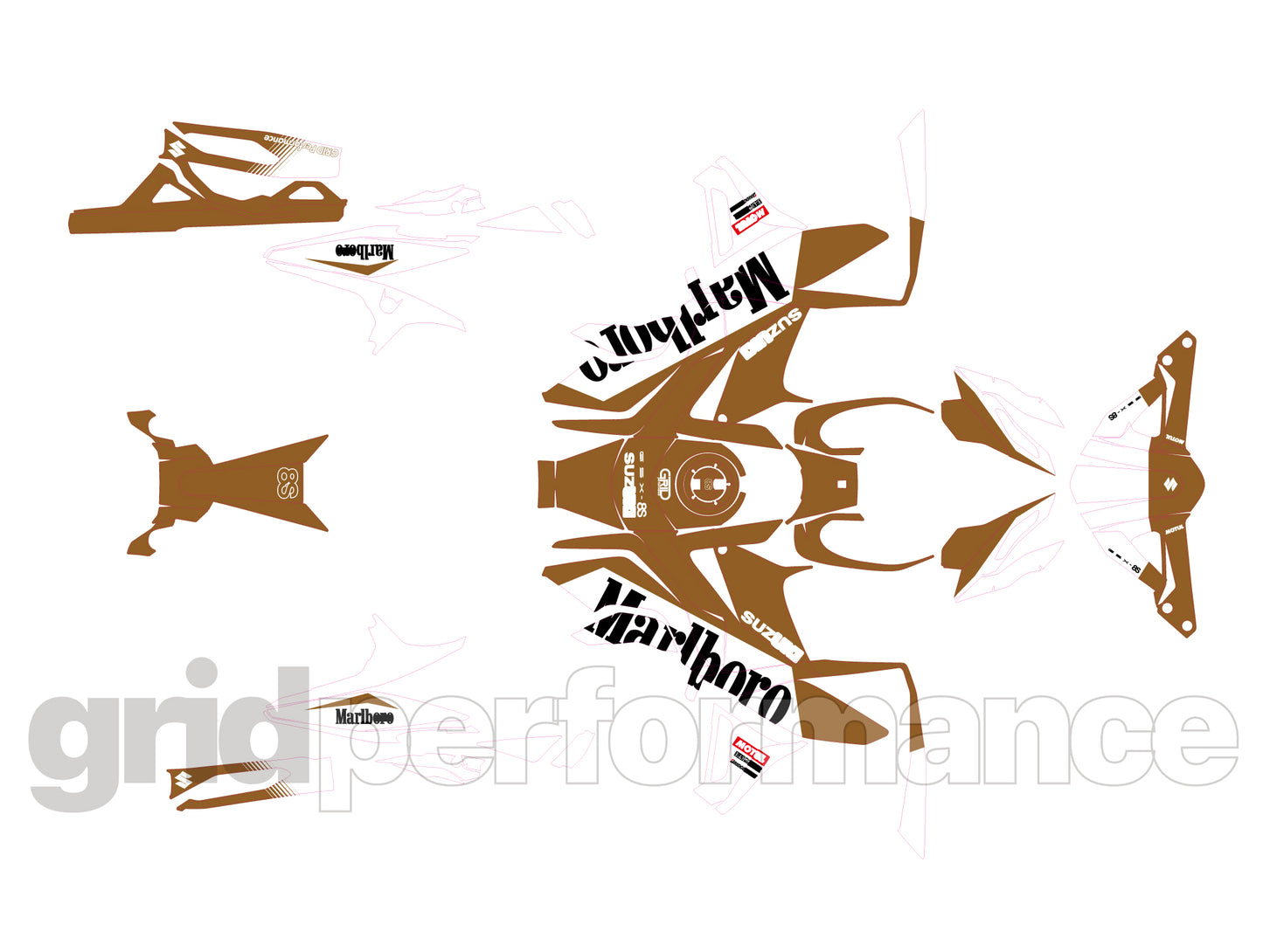 SUZUKI GSX-8S Custom Vinyl Graphic Full Decal Kit (10-5.Marlb)