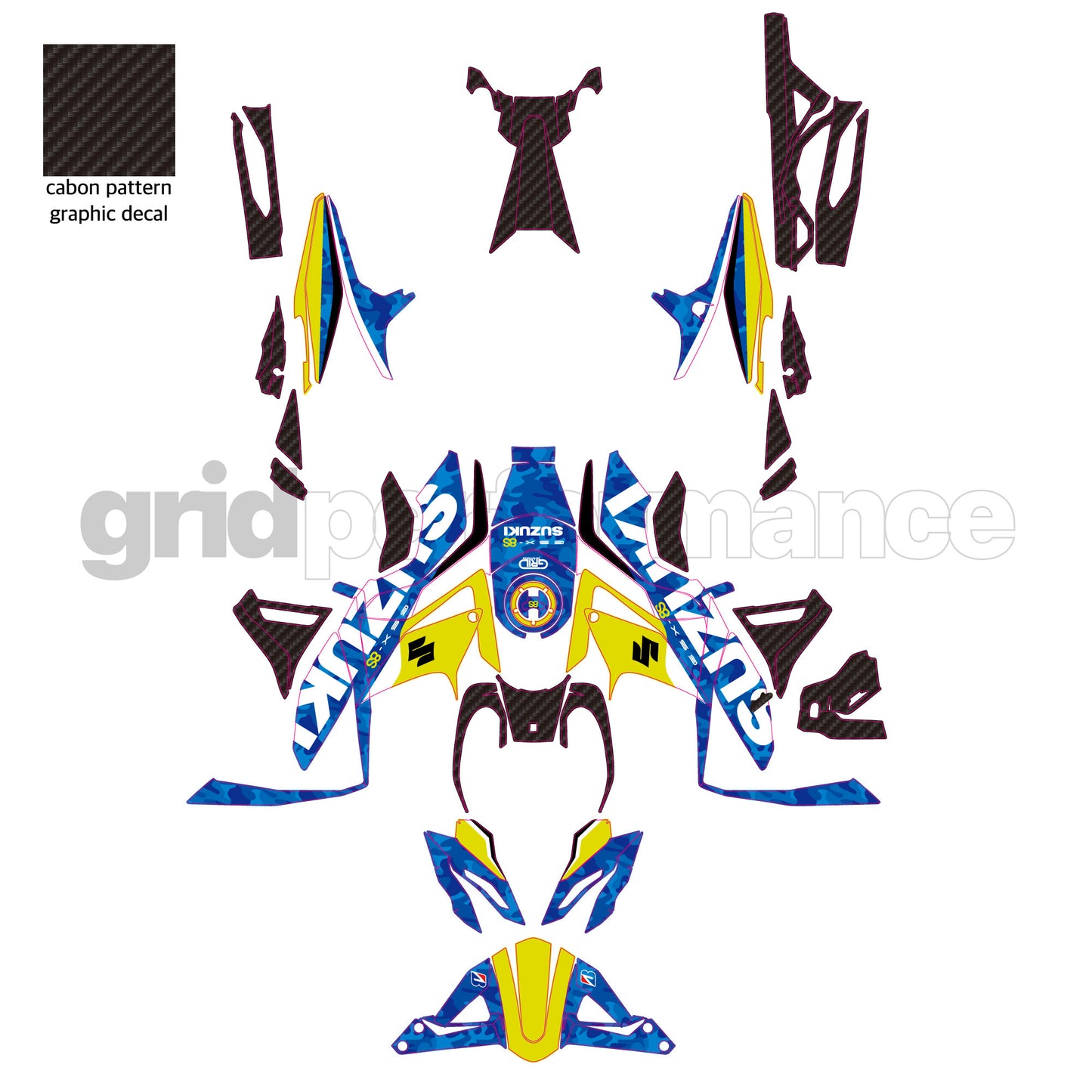 SUZUKI GSX-8S Custom Vinyl Graphic Decal Kit (4.Camo Blue)