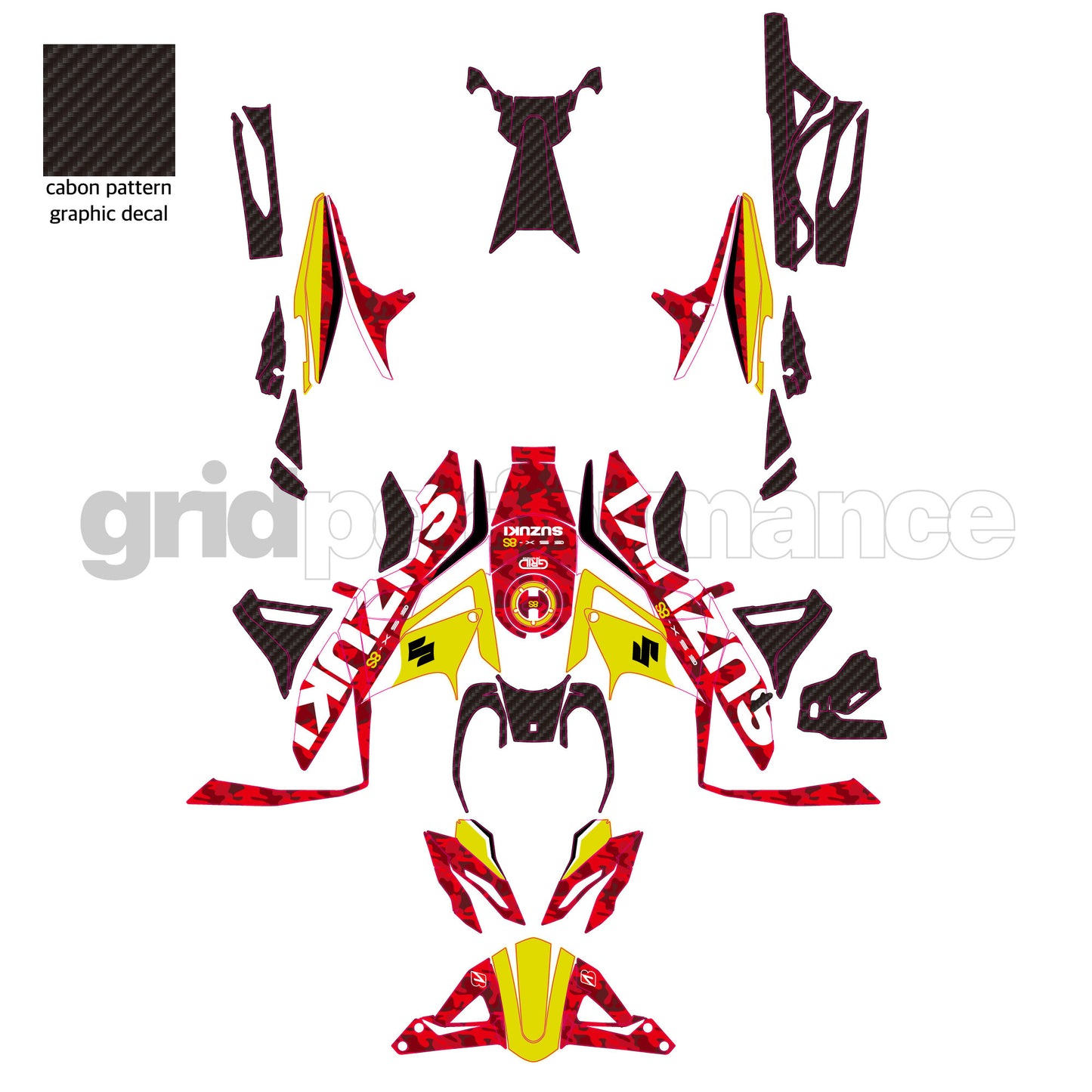 SUZUKI GSX-8S Custom Vinyl Graphic Decal Kit (5.Camo Red)