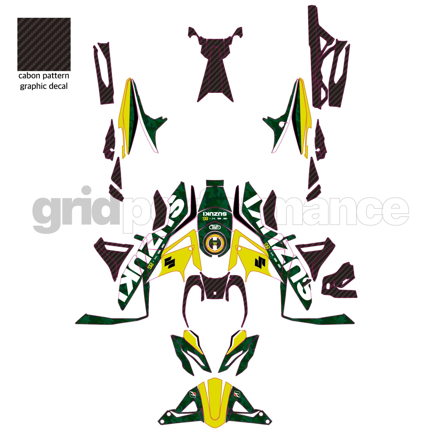 SUZUKI GSX-8S Custom Vinyl Graphic Decal Kit (6.Camo Green)