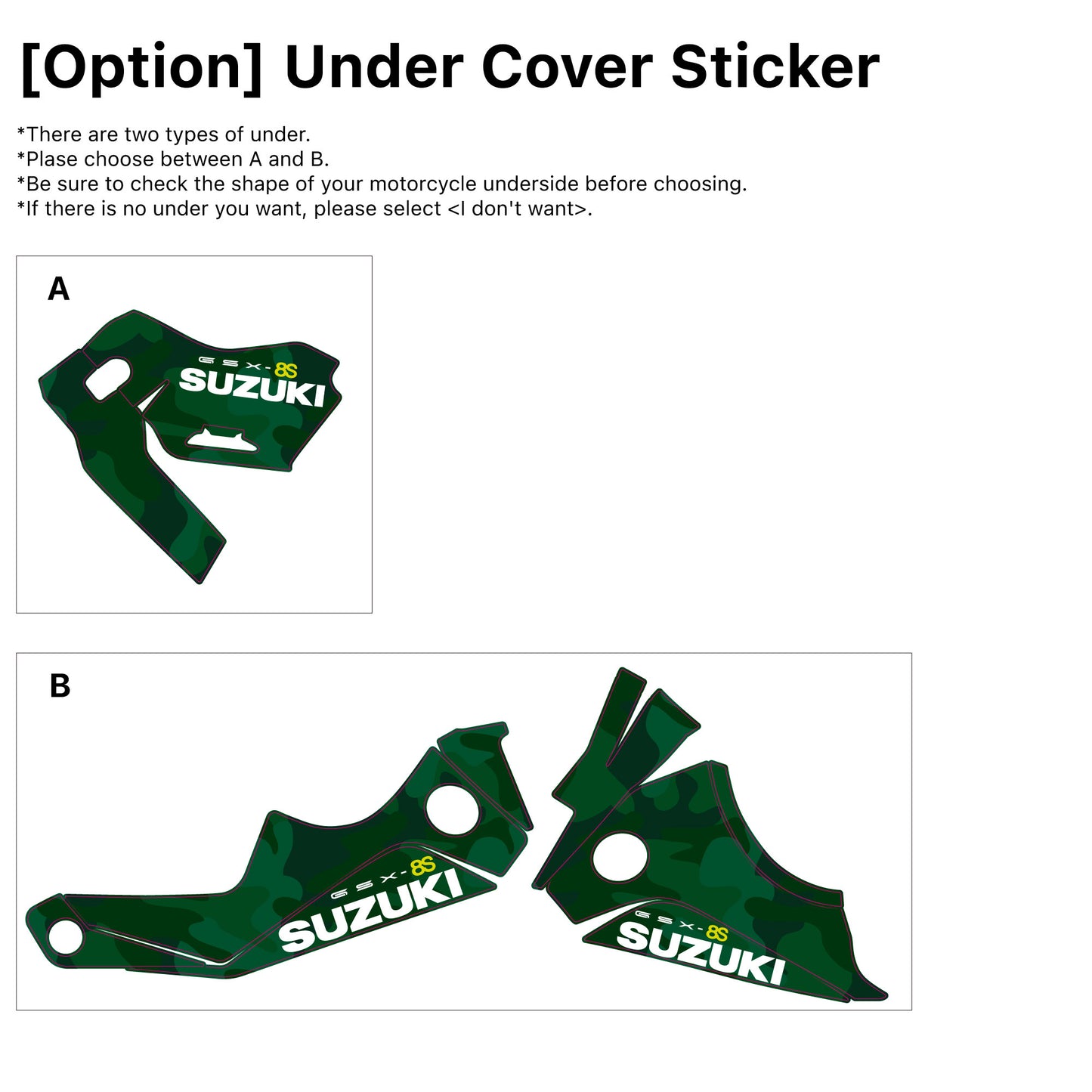 SUZUKI GSX-8S Custom Vinyl Graphic Decal Kit (6.Camo Green)