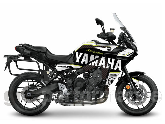 YAMAHA Tracer 9 GT+ Custom Vinyl Graphic Decal Kit (1-4.Carbon Pattern&White)