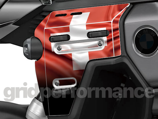 BMW R1300GS ADV Adventure Tank Side Aluminum Graphic Panel Decal (11-1.Swiss)