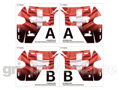 BMW R1300GS ADV Adventure Tank Side Aluminum Graphic Panel Decal (11-1.Swiss)