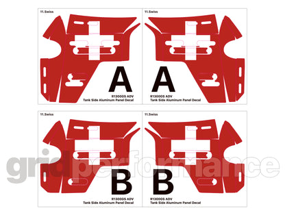BMW R1300GS ADV Adventure Tank Side Aluminum Graphic Panel Decal (11.Swiss)
