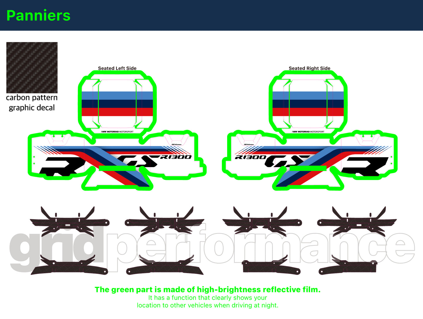 BMW R1300GS Adventure Aluminium Panniers Top Box  Decal Sticker Kit (1-0.M)