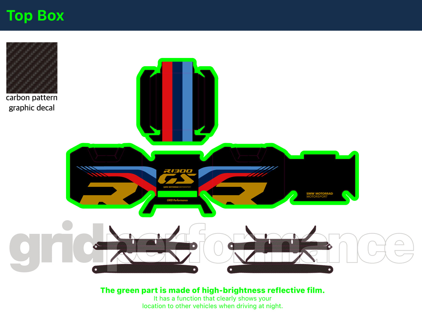 BMW R1300GS Adventure Aluminium Panniers Top Box  Decal Sticker Kit (1-2.M)