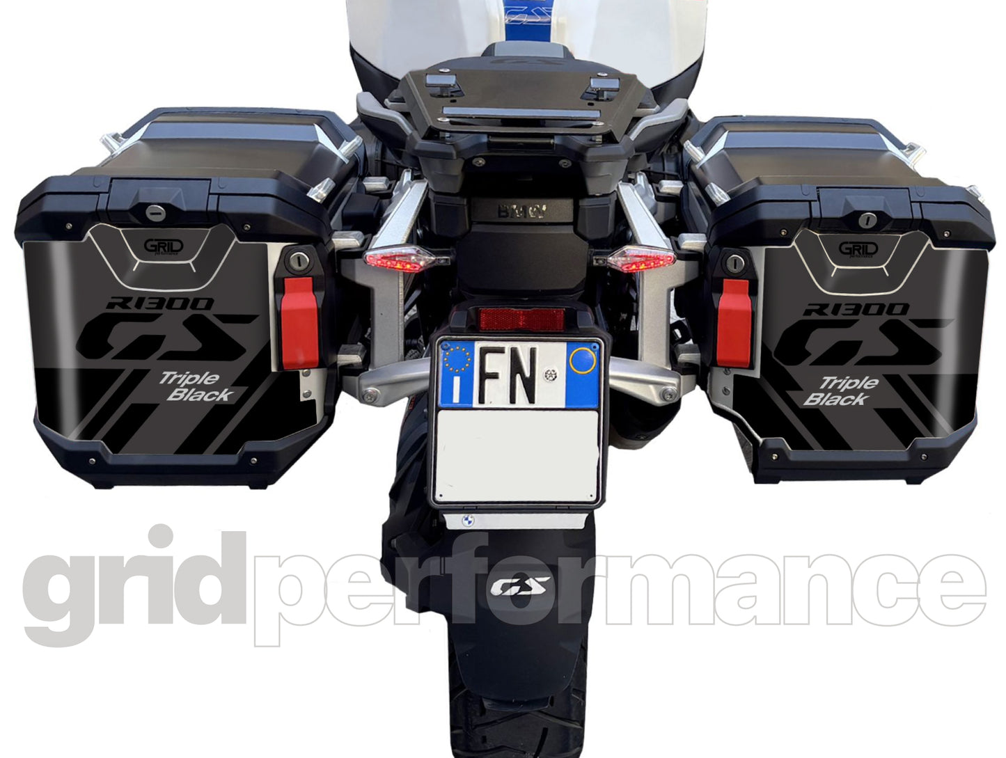 BMW R1300GS Adventure Pannier & Top Box Rear Reflective Decal Sticker (5-1.Triple Black)
