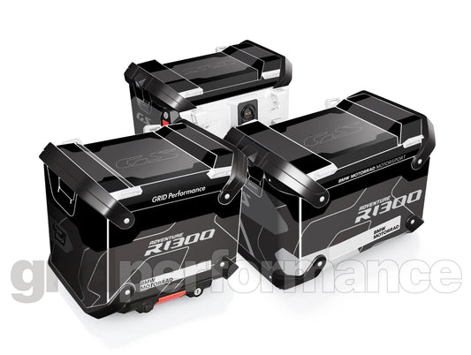 BMW R1300GS Adventure Aluminium Panniers Top Box  Decal Sticker Kit (5-2.Triple Black)